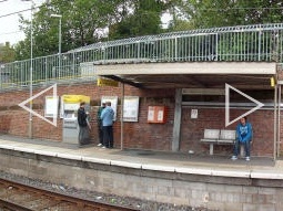 Panorama of the platform for trams to Manchester