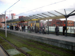 The platform only used for trams via Cornbrook from the island platform