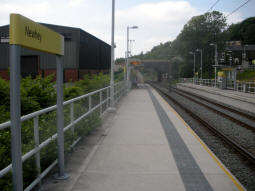 Looking along the platform for trams to Rochdale