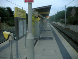 Looking along the platform for trams to Manchester
