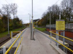 Sale Water Park station: The island platform with the side for trams to Airport on the left