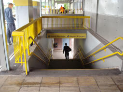 Looking down the stairs from the platform for trams to Bury